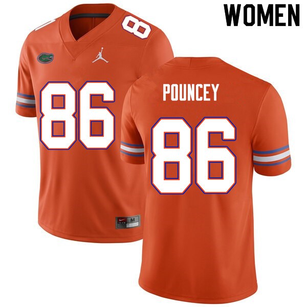 Women #86 Jordan Pouncey Florida Gators College Football Jerseys Orange